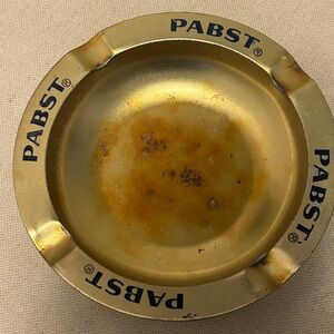 Vintage Gold-Tone Metal Pabst Blue Ribbon Beer Advertising Collectable Ashtray